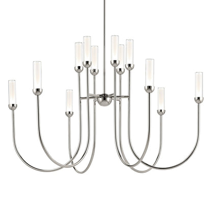 Kichler Moraine 40" LED 12 Light 2-Tier Chandelier, Nickel