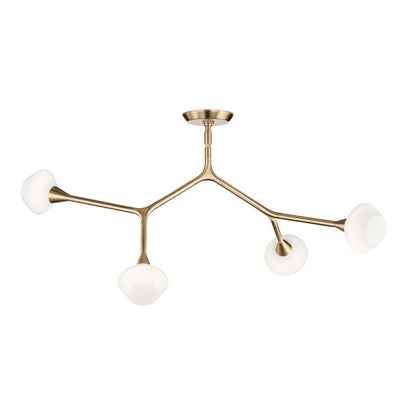 Kichler Cassius 39.5" 4 Light Convertible Chandelier, Bronze/Opal