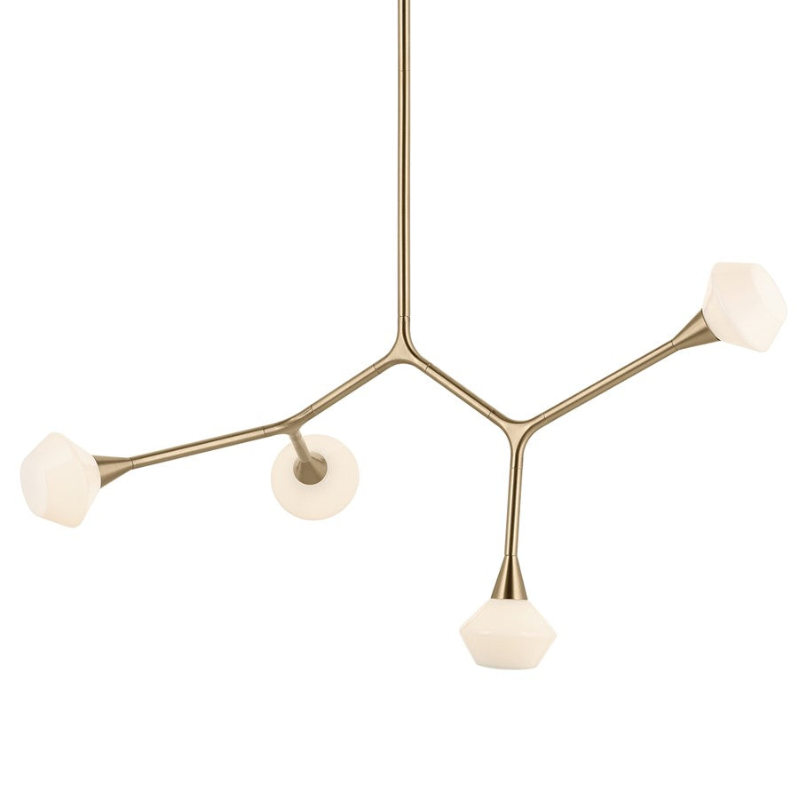 Kichler Cassius 39.5" 4 Light Convertible Chandelier, Bronze/Opal