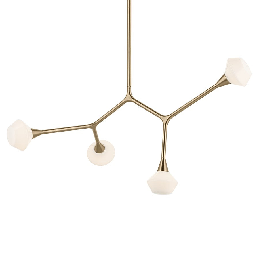 Kichler Cassius 39.5" 4 Light Convertible Chandelier, Bronze/Opal