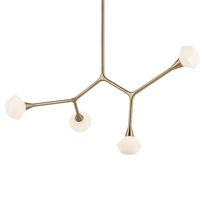 Kichler Cassius 39.5" 4 Light Convertible Chandelier, Bronze/Opal