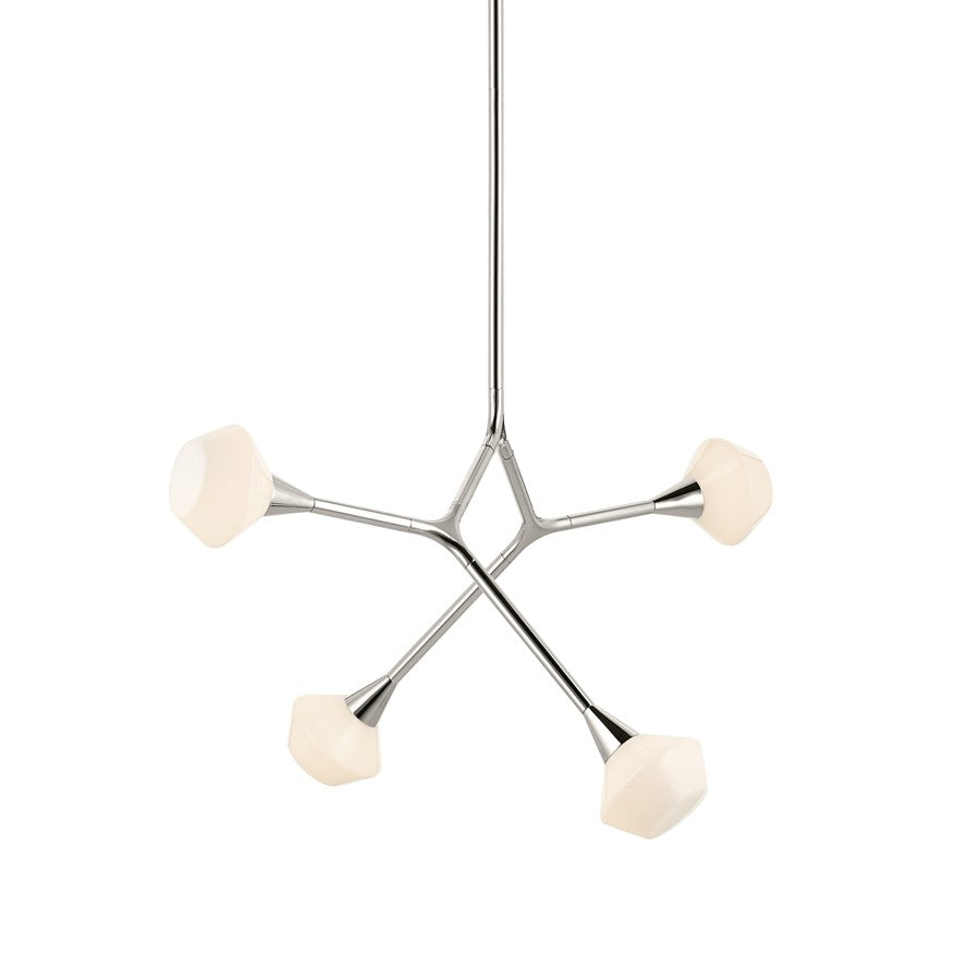 Kichler Cassius 39.5" 4 Light Convertible Chandelier, Nickel/Opal