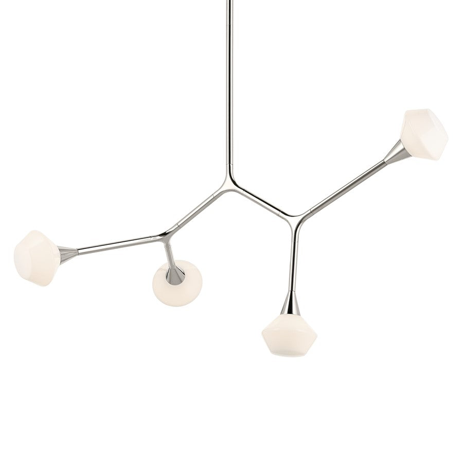 Kichler Cassius 39.5" 4 Light Convertible Chandelier, Nickel/Opal