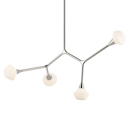 Kichler Cassius 39.5" 4 Light Convertible Chandelier, Nickel/Opal