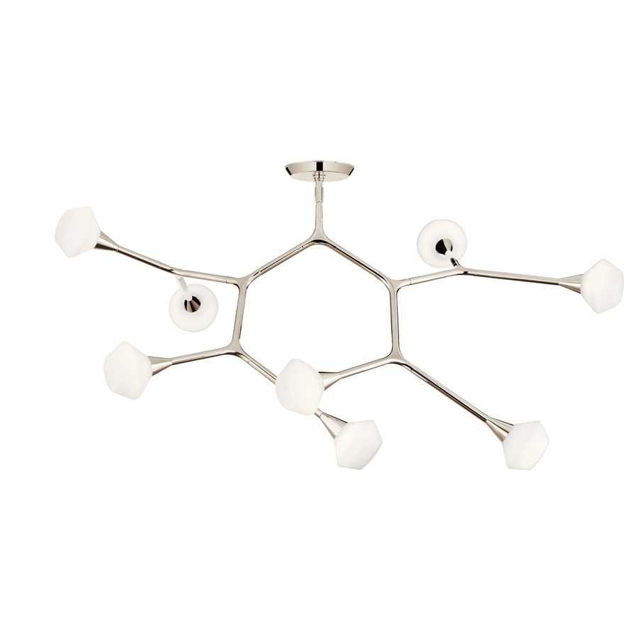 Kichler Cassius 52.5" 8 Light Convertible Chandelier, Nickel/Opal