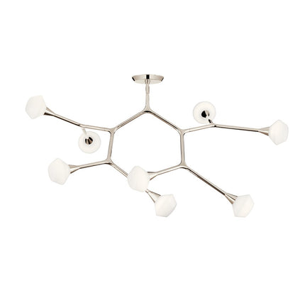 Kichler Cassius 52.5" 8 Light Convertible Chandelier, Nickel/Opal