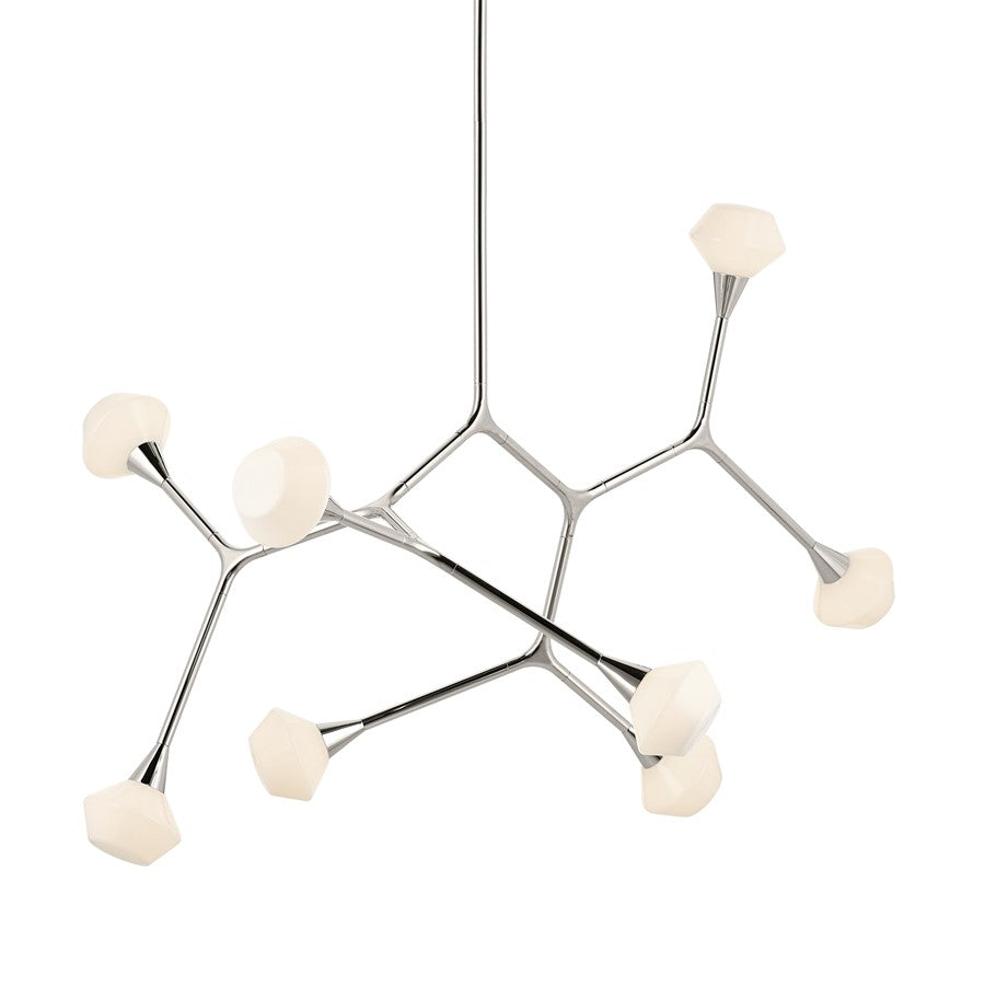 Kichler Cassius 52.5" 8 Light Convertible Chandelier, Nickel/Opal