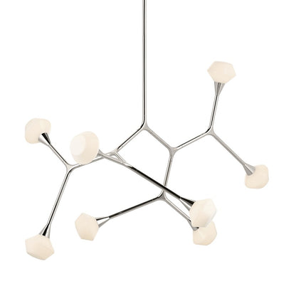 Kichler Cassius 52.5" 8 Light Convertible Chandelier, Nickel/Opal