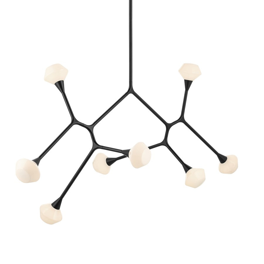 Kichler Cassius 61.25" 8 Light Convertible Chandelier, Black/Opal