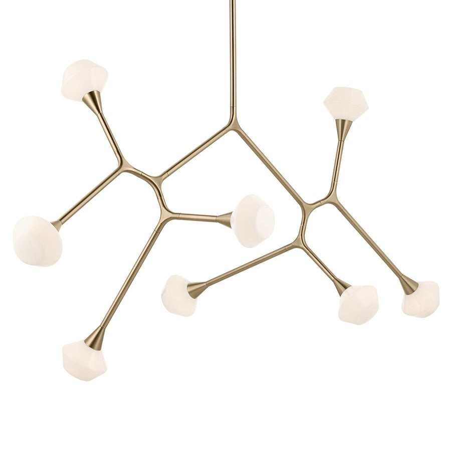 Kichler Cassius 61.25" 8 Light Convertible Chandelier, Bronze/Opal