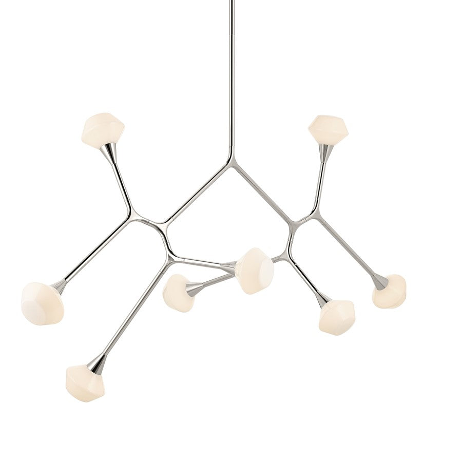 Kichler Cassius 61.25" 8 Light Convertible Chandelier, Nickel/Opal