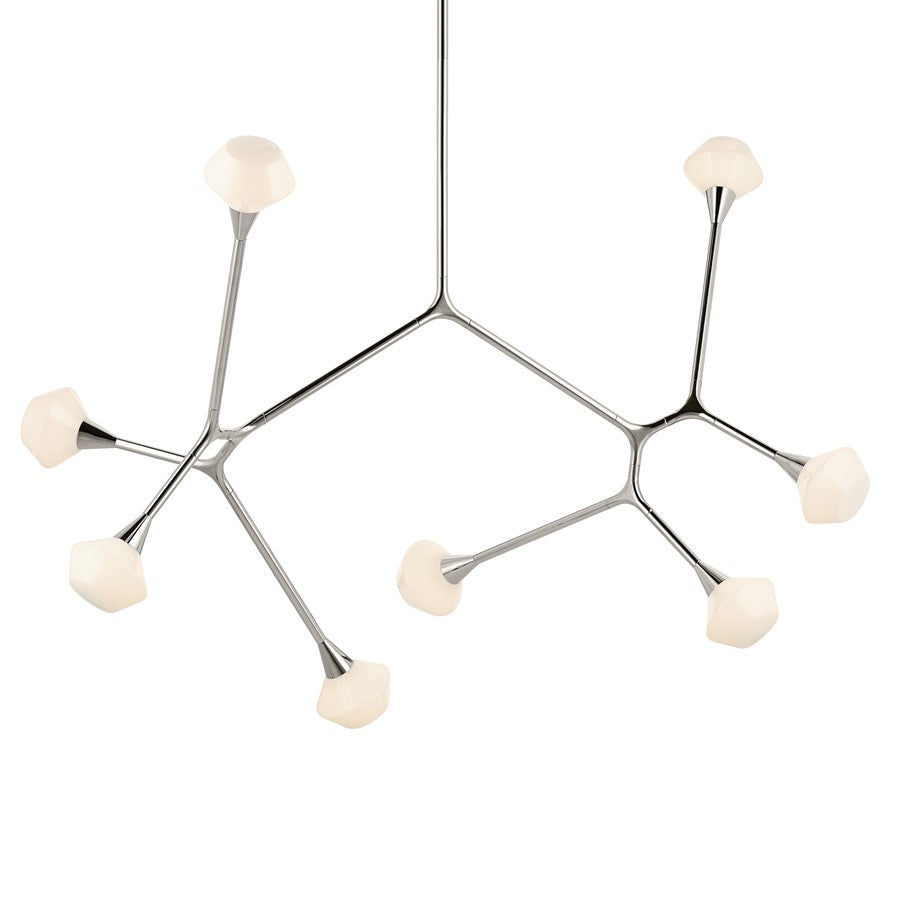 Kichler Cassius 61.25" 8 Light Convertible Chandelier, Nickel/Opal