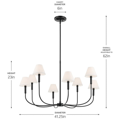 Kichler Eadie 41.25" 8 Light Chandelier, Black