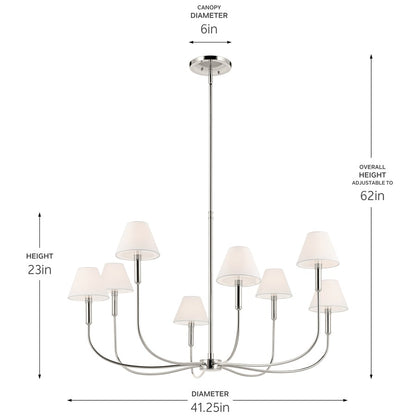 Kichler Eadie 41.25" 8 Light Chandelier, Polished Nickel