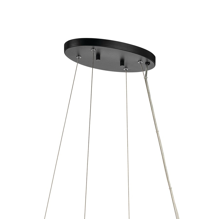 Kichler Harpin 52.5" 8Lt Linear Chandelier/Oval Pendant, Black/Clear