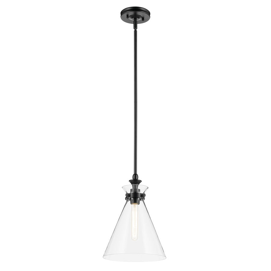 Kichler Laria 10.5" 1 Light Pendant, Black/Clear Glass - 52774BKCLR