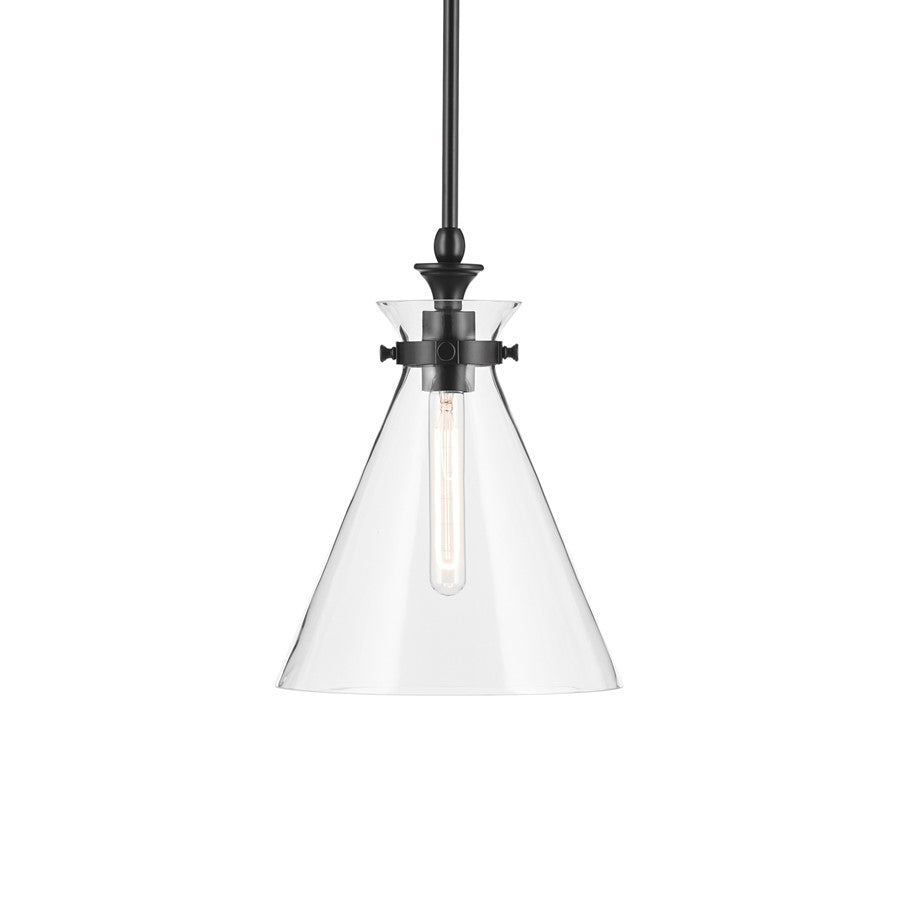 Kichler Laria 10.5" 1 Light Pendant, Black/Clear Glass
