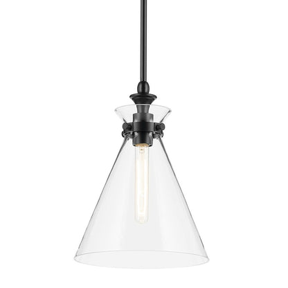 Kichler Laria 10.5" 1 Light Pendant, Black/Clear Glass