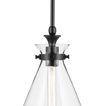 Kichler Laria 10.5" 1 Light Pendant, Black/Clear Glass