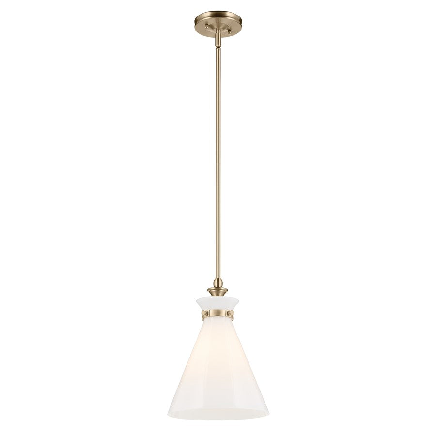 Kichler Laria 10.5" 1 Light Pendant, Champagne Bronze/Opal Glass - 52774CPZ