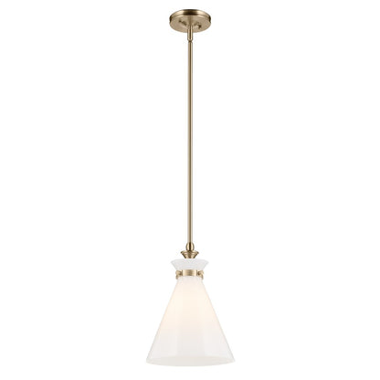Kichler Laria 10.5" 1 Light Pendant, Champagne Bronze/Opal Glass - 52774CPZ