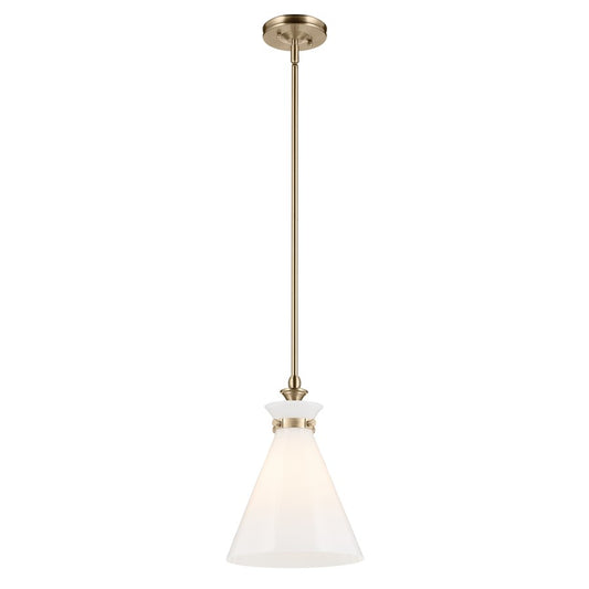 Kichler Laria 10.5" 1 Light Pendant, Champagne Bronze/Opal Glass - 52774CPZ