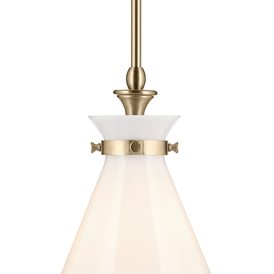 Kichler Laria 10.5" 1 Light Pendant, Champagne Bronze/Opal Glass