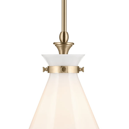 Kichler Laria 10.5" 1 Light Pendant, Champagne Bronze/Opal Glass