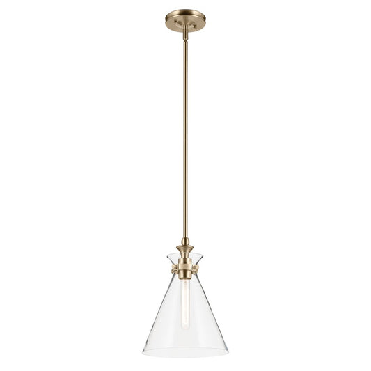 Kichler Laria 10.5" 1 Light Pendant, Champagne Bronze/Clear Glass - 52774CPZCLR