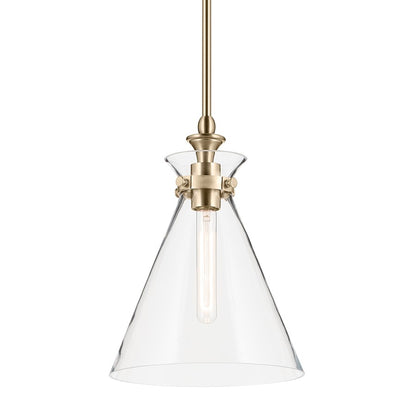 Kichler Laria 10.5" 1 Light Pendant, Champagne Bronze/Clear Glass