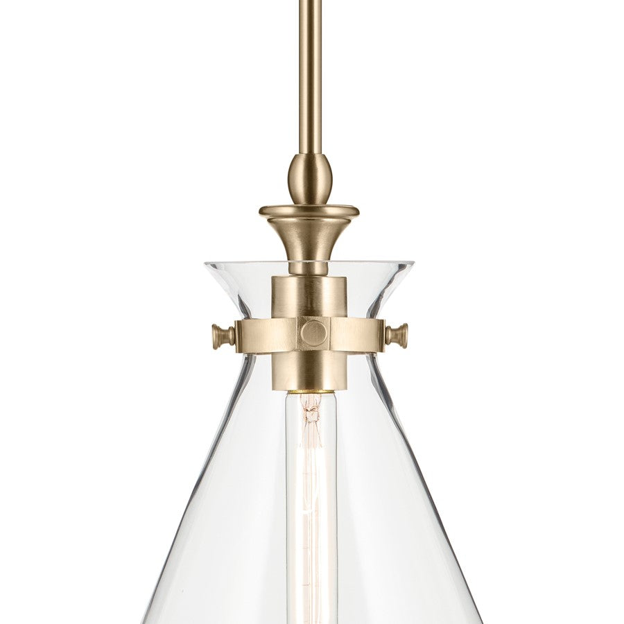 Kichler Laria 10.5" 1 Light Pendant, Champagne Bronze/Clear Glass