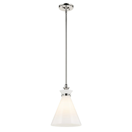 Kichler Laria 10.5" 1 Light Pendant, Polished Nickel/Opal Glass - 52774PN