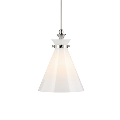 Kichler Laria 10.5" 1 Light Pendant, Polished Nickel/Opal Glass