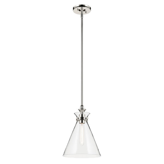 Kichler Laria 10.5" 1 Light Pendant, Polished Nickel/Clear Glass - 52774PNCLR