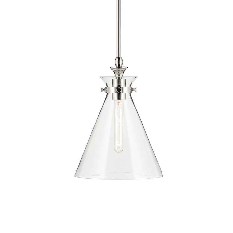 Kichler Laria 10.5" 1 Light Pendant, Polished Nickel/Clear Glass