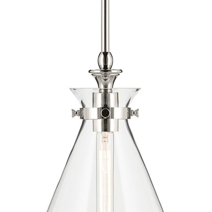 Kichler Laria 10.5" 1 Light Pendant, Polished Nickel/Clear Glass