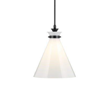 Kichler Laria 16" 1 Light Pendant, Black/Opal Glass