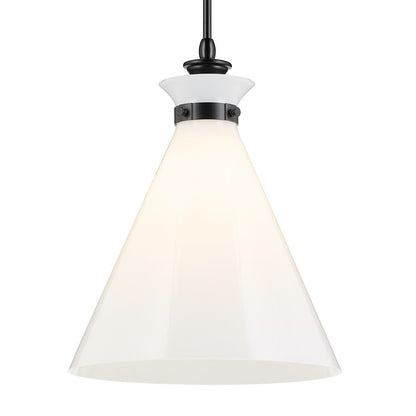 Kichler Laria 16" 1 Light Pendant, Black/Opal Glass