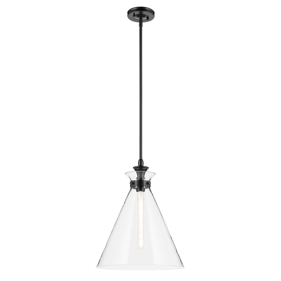 Kichler Laria 16" 1 Light Pendant, Black/Clear Glass - 52775BKCLR