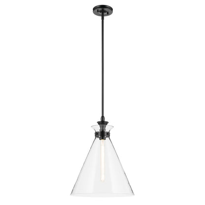 Kichler Laria 16" 1 Light Pendant, Black/Clear Glass - 52775BKCLR