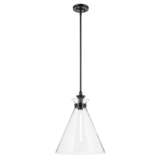 Kichler Laria 16" 1 Light Pendant, Black/Clear Glass - 52775BKCLR