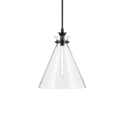 Kichler Laria 16" 1 Light Pendant, Black/Clear Glass