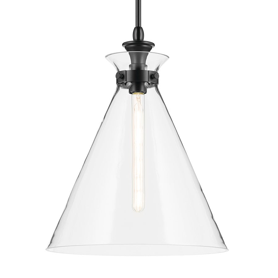 Kichler Laria 16" 1 Light Pendant, Black/Clear Glass