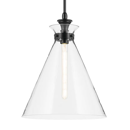 Kichler Laria 16" 1 Light Pendant, Black/Clear Glass