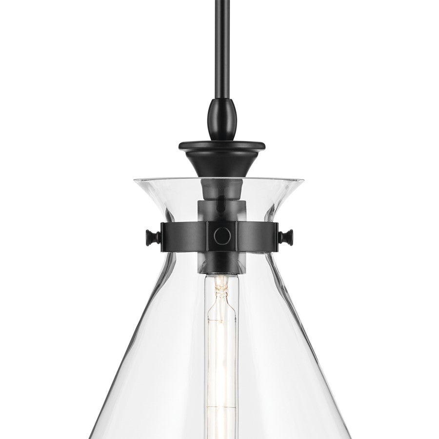 Kichler Laria 16" 1 Light Pendant, Black/Clear Glass