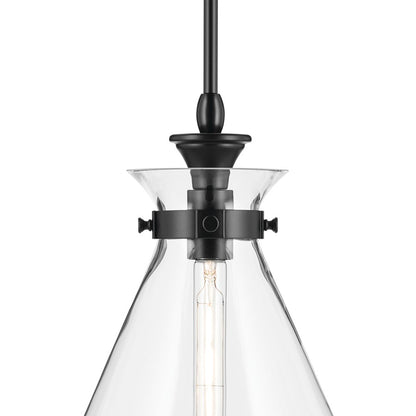 Kichler Laria 16" 1 Light Pendant, Black/Clear Glass
