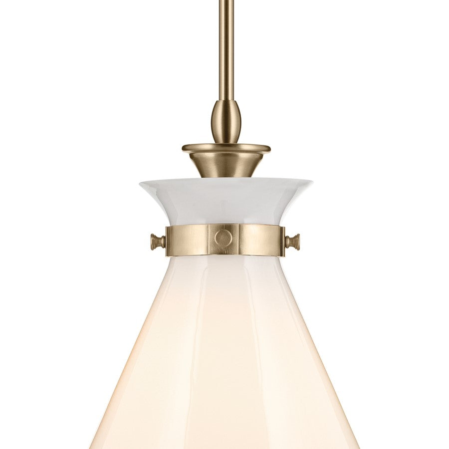 Kichler Laria 16" 1 Light Pendant, Champagne Bronze/Opal Glass