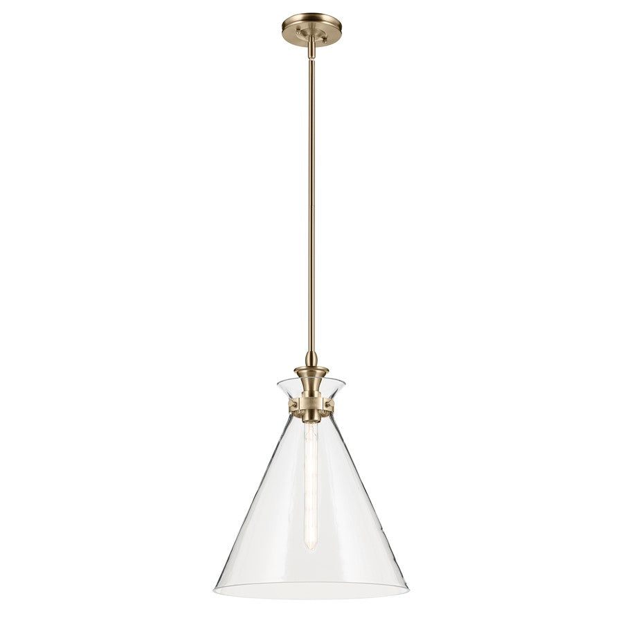 Kichler Laria 16" 1 Light Pendant, Champagne Bronze/Clear Glass - 52775CPZCLR