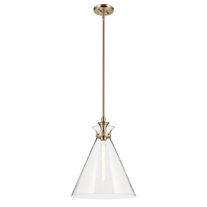 Kichler Laria 16" 1 Light Pendant, Champagne Bronze/Clear Glass - 52775CPZCLR
