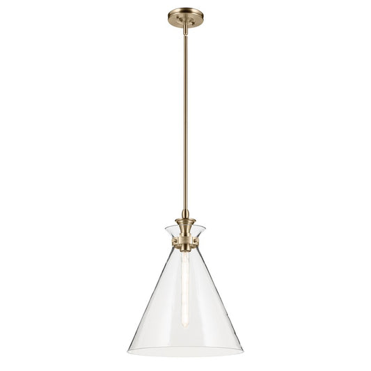Kichler Laria 16" 1 Light Pendant, Champagne Bronze/Clear Glass - 52775CPZCLR